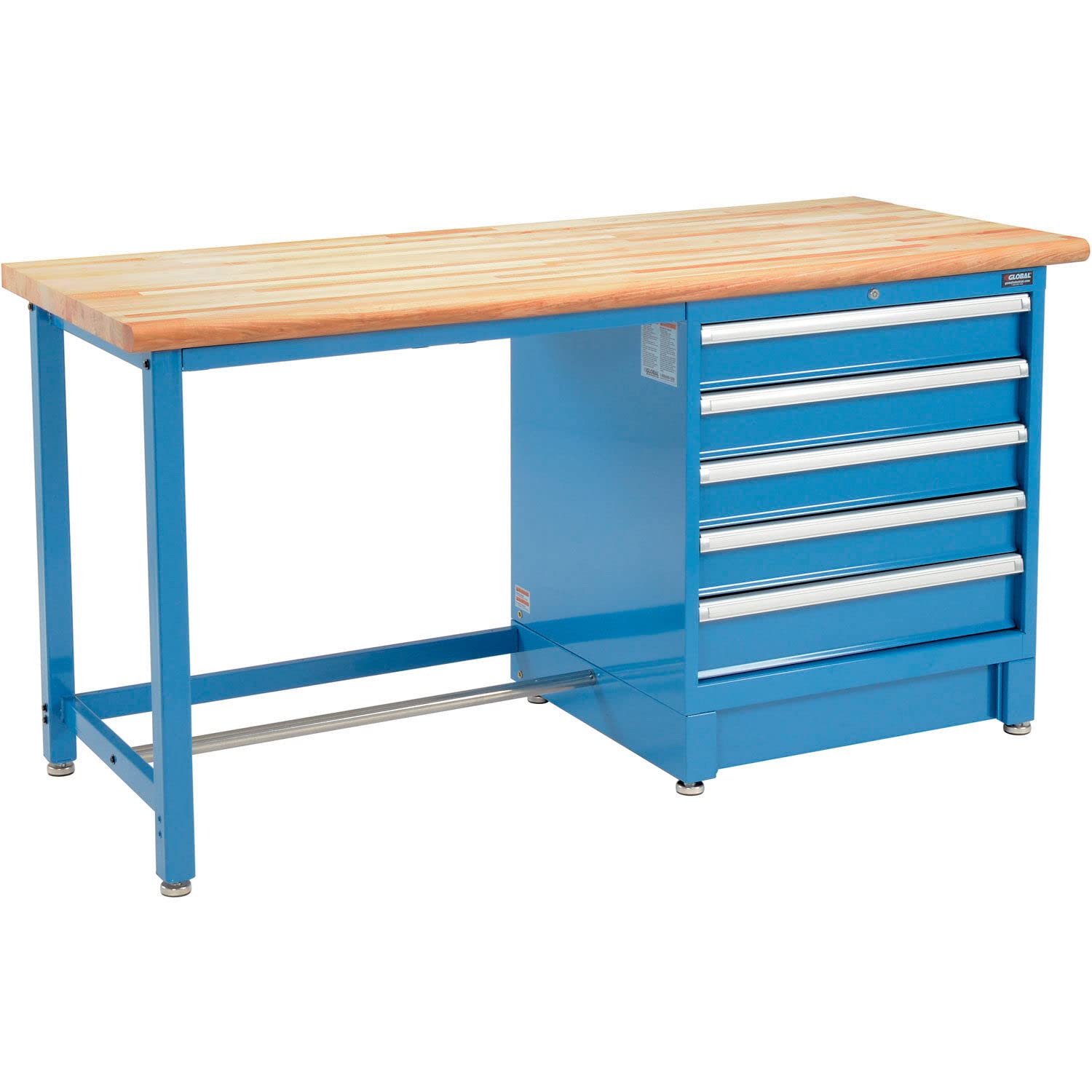 Global Industrial 72Wx30D Modular Workbench, 5 Drawers, Maple